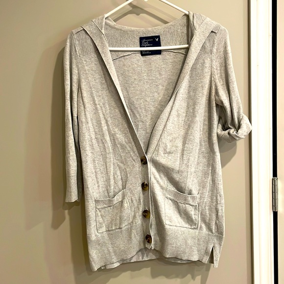 American Eagle small 3/4 sleeve hooded cardigan - Picture 1 of 5